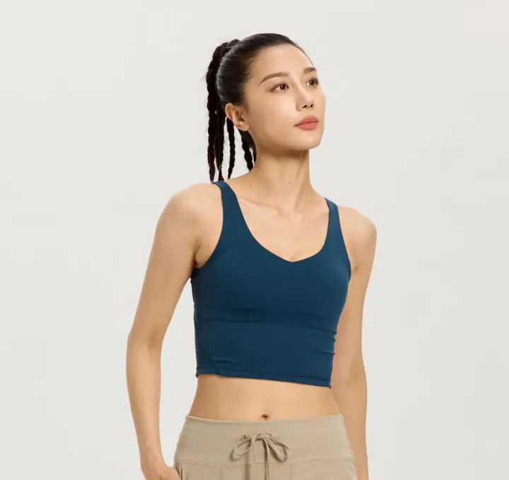 Sujetador deportivo Nude Fitness de alta resistencia con almohadillas para el pecho para mujer, a prueba de golpes, fruncido transfronterizo, yoga, hermoso chaleco deportivo para la espalda. - 1