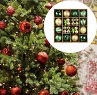 Pack 42 unds Bolas de Navidad, Exquisitas Bolas Navidad 6CM & 3CM Pintadas, Bolas Arbol de Navidad Brillantes, Juego de Bolas de Navidad Grandes Mini de dos Colores para Mezclar y Combinar (Verde, Dorado) - details 2