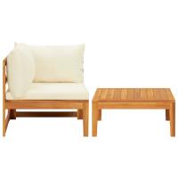 vidaXL Set muebles de jardín 2 pzas cojines madera acacia Blanco crema, Gris oscuro, Conjunto Terraza Muebles Jardín Exterior Juego de Muebles de jardín Mueble Jardín Exterior Muebles de Salon Exterior - details 1