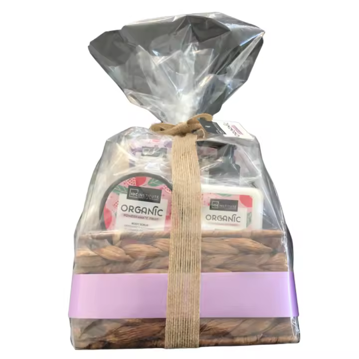 CONJUNTO JUEGO 4 PCS DE PRODUCTOS ORGANIC DE BAÑO CON COFRE DE MIMBRE - 1