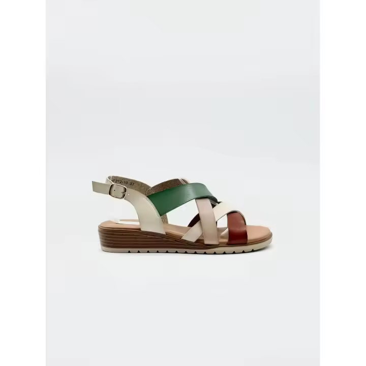 Sandalias Mujer de Cuero con Tacón Bajo – Multicolor Elegante y Cómoda - 1