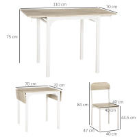 Juego de 3 piezas de vainilla, con 2 Sillas Y 1 Mesa, con tablero plegable, 120x60x75 cm, MDF de Maple en color Blanco natural, ideal para la cocina y el comedor. - details 4