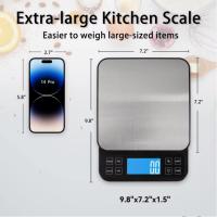 Báscula de cocina grande, precisión de 0,1 g, capacidad de 5 kg, con función de porcentaje, carga USB, pantalla LCD visual, plato de pesaje de acero inoxidable, color negro. ) (sin pilas) - details 0