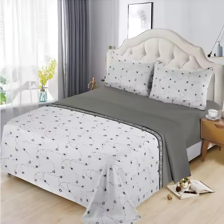 PlusHome Juego de Sábanas de Microfibra de Poliéster Suave Hasta 5 Piezas Tapa, Sábana Bajera y  Fundas de Almohada Cama 90 160x260, 135 210x260, 150 230x260 cm 180 250x270 cm - 1