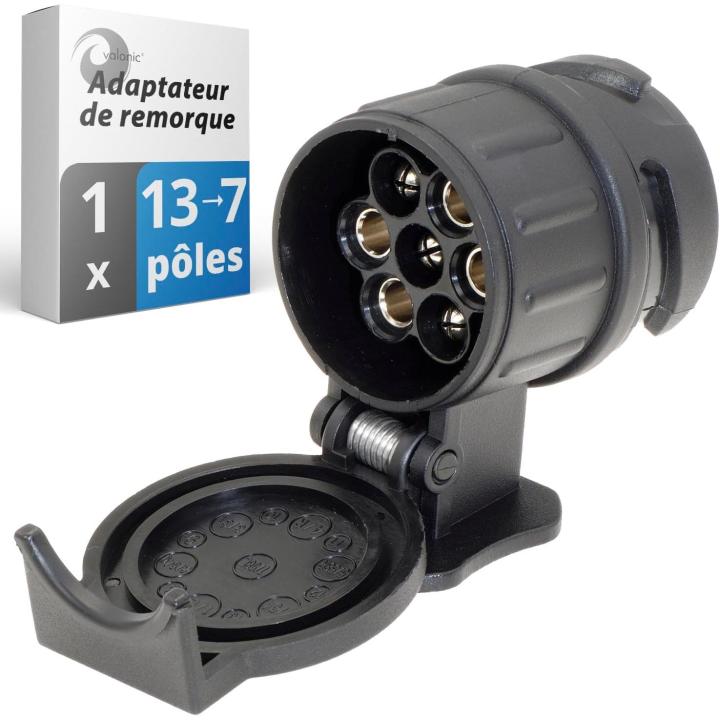 Adaptador de remolque de 13 pines a 7 pines - Negro - para automóvil, remolque, enganche y caravana