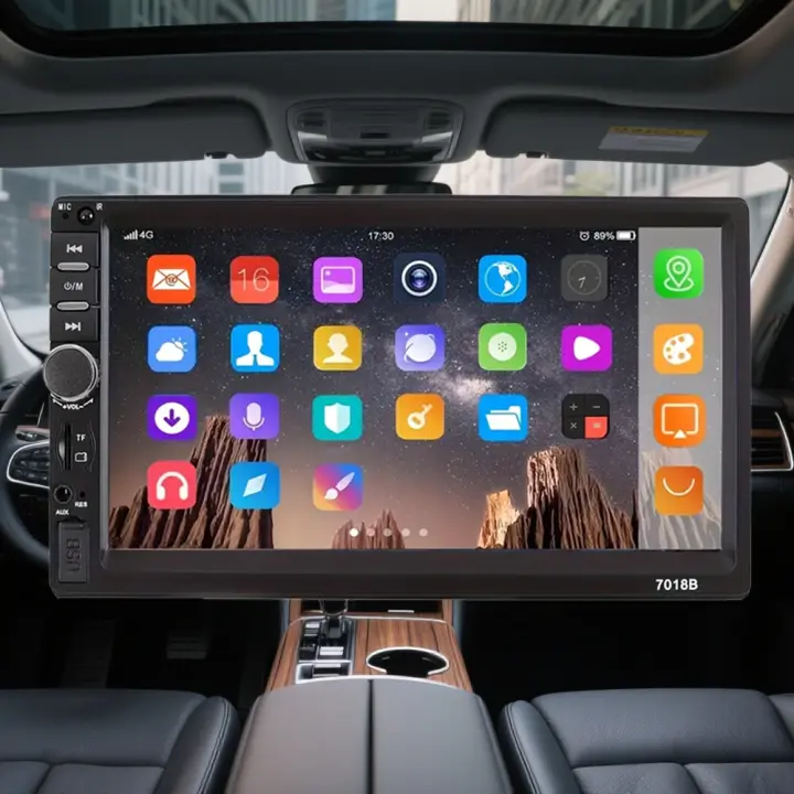 Reproductor Estéreo para Coche de 7 " - CarPlay 7018, Sonido Estéreo de 90 dB, reproducción multimedia MP5 with Mando a Distancia por infrarrojos, adoptado para varios vehículos. - 1