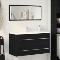 vidaXL Mueble de lavabo con espejo de roble negro 90x45x1,5 cm de madera elaborada - details 0