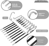 Ganchos De Ropa De Acero Inoxidable 9 Capas Organizador Esspacious With Regalo Antideslizante Para Pantalones Y Cuellos - details 1