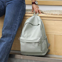 Mochila Escolar Para Mujer Impermeable De Gran Capacidad Con Cierre De Cremallera Suave Color Sólido Casual Para Niñas Adolescentes Estudiante Suministro - details 8