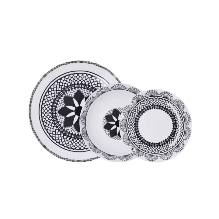 Vajilla Medina La Bouchée 18 piezas 6 servicios porcelana blanco/negro - 1