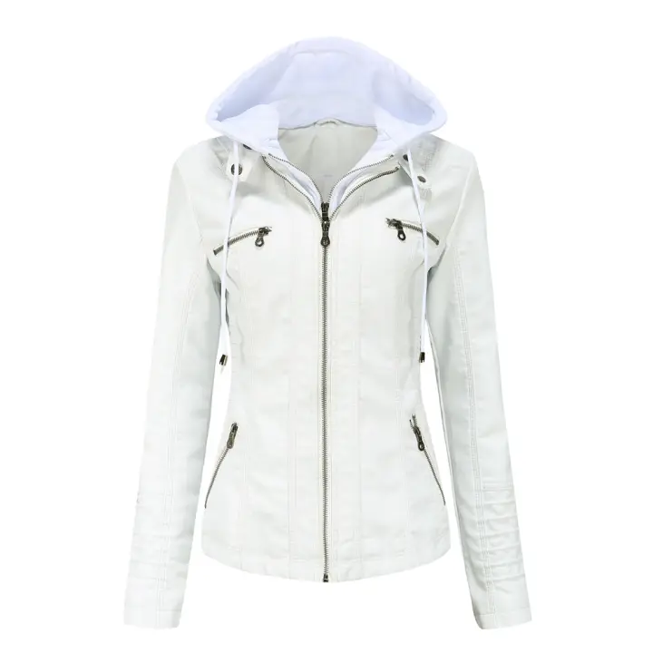Women's Jackets Fashion Faux Leather Jackets Motorcycle Bomber Jackets Fashion PU Jackets Outerwear Blanco - 1