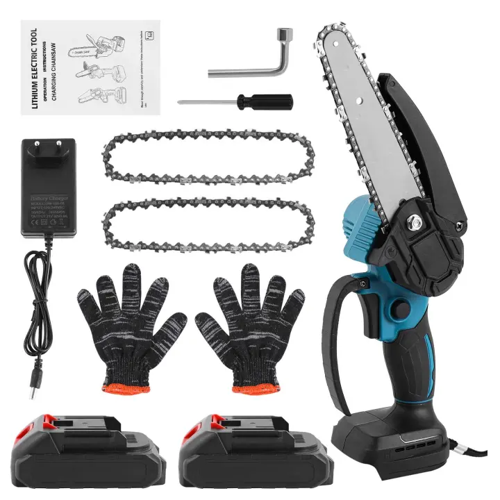 Mini Chainsaw 6-Inch Powerful Cordless Rechargeable Handheld Small Electric Saw Powered by 21V Batteries Suitable for Makita 18V - 1