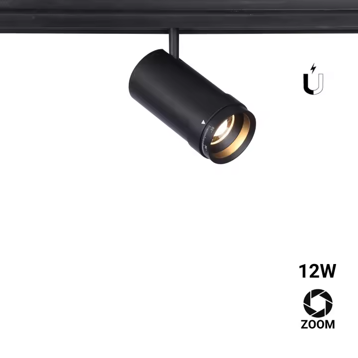 Barcelona LED Foco LED para carril magnético con Zoom 10-55º - 48V - 12W - 1