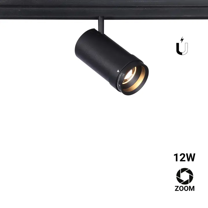 Barcelona LED Foco LED para carril magnético con Zoom 10-55º - 48V - 12W - 1