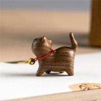 Mini Adornos De Gato Lindo Figuras De Madera Carved a Mano Para Escritorio Decoración Estilo Pastoral Tema Animal Sin Personalizar - details 5