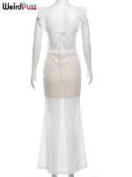 Vestido Elegante De Verano Para Mujer Con Encaje Y Volantes Doble Capa Espalda Descubierta Con Tirantes Slim Chic Para Fiestas - details 4