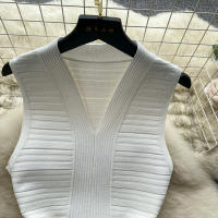 Vestido Bodycon Sin Mangas De Cuello V Blanca Para Mujer REALEFT Elegante Y Casual De Verano Con Ajuste Corporal Mini - details 16