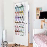Organizador de zapatos colgante para puerta con 24 bolsillos grandes, de malla, para hombres y mujeres, color blanco - details 3