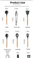 Juego De 12 Piezas De Utensilios De Cocina De Silicona Con Mango De Madera No Pegajoso Fácil De Limpia Para Sartén No Pegajosa Herramientas De Almacenamiento Para Hornear - details 6