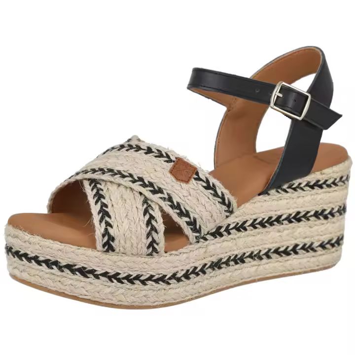 Cuñas de Esparto Popa Lr031-Benijo-Salem para mujer en color negro - 1