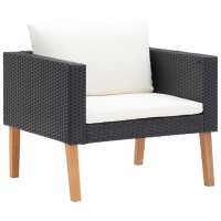 vidaXL Set de muebles de jardín 3 pzas y cojines ratán sintético negro - details 3