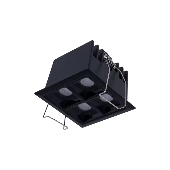 Barcelona LED Downlight LED cuadrado empotrable 8W - 4 Focos - UGR18 - CRI90 - Chip OSRAM - Negro - 1
