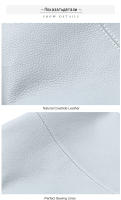 Bolso De Hombro Para Mujer Zency Elegante Azul De Cuero Genuino 100% Bolso Hobos Blanco Mochila Mensajera Para Dama Con Decoración De Cerradura Charm Lock Tamaños Variados - details 13
