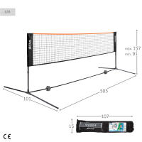 Aktive - Red de voley y badminton con altura regulable, medidas 505x101x157/91, bolsa de transporte, portátil, red voleibol, para césped, playa, jardín, estructura de hierro - details 3
