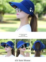 Sombrero De Visera Con Decoración De Flores Y Perlas Para Mujeres Y Niñas Protección UV Plegable Estilo Trendy Para Actividades Al Aire Libre En Verano - details 0