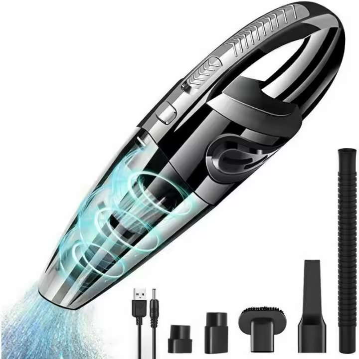 Aspirora de mano portátil potente de 120 W y 2200 mAh con función húmeda y Seca, filtro HEPA lavable y 5 Boquillas, recargable para el hogar, La Mesa, La Oficina y el coche. - 1