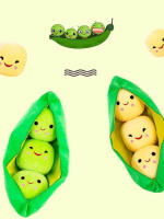 Almohada Creativa Bonita De Frijoles Verdes Y Amarillos Muñeco De Peluche Divertido Para Niños Relleno De Algodón PP Edad Recomendada 6-12 Años - details 2