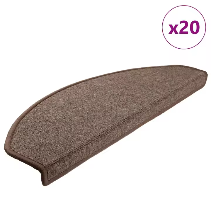 vidaXL Alfombrilla escalera 20 uds marrón café 65x24x4 cm - 1