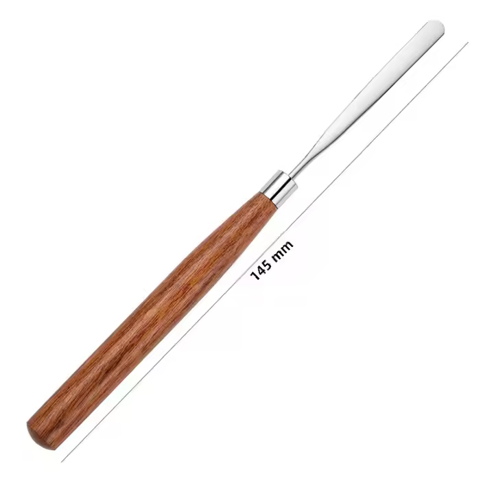 Cuchara De Mezcla De Acero Inoxidable Con Mango De Madera Para Arte De Uñas Y Manicura Herramienta De Estiramiento De Pigmento Metálico - 1