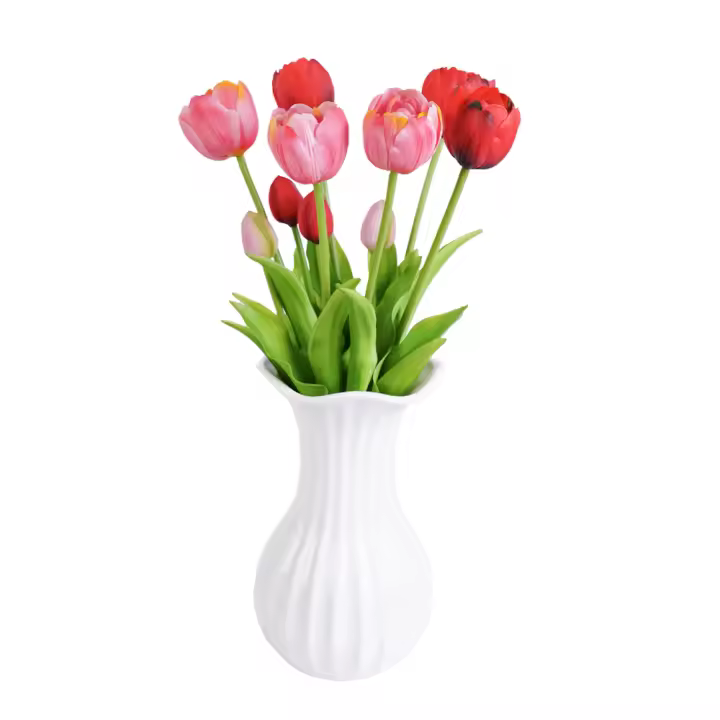 Nueva Flor Artificial Tulipán Multiflorido Suave Y Adhesiva 40cm Toque Real Para Decoración De Hogar Y Sala De Estar - 1