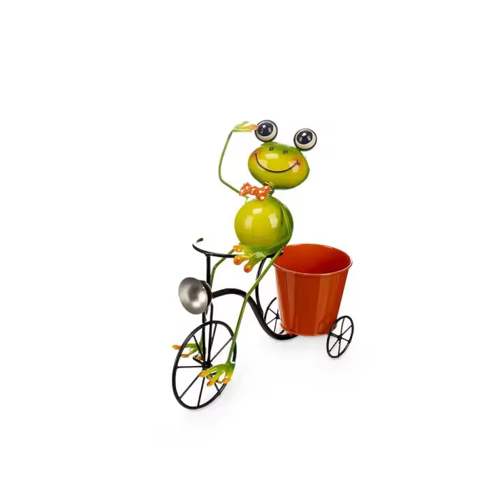 Macetero Ibergarden 324-26939A Amarillo Rojo Verde Metal Bicicleta Rana 31,5 x 32 x 17 cm - 1
