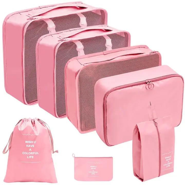 Juego de Bolsas de Viaje de 7 Piezas con Bolsa de Almacenamiento para Artículos de Tocador - Organizador de Ropa, Zapatos y Equipaje - 1