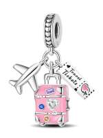 Colgante De Encanto De Maleta De Vestido Rosa Y Morado En Plata De Ley 925 Para Pulseras Joyería Fina Para Mujeres De Alta Calidad - details 3