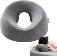 BIT Almohada en forma de U para la cara, cubierta de poliéster suave, lavable a mano, cojín de masaje de spa, cuidado facial multipropósito para adultos, uso de todas las estaciones, cierre con cremallera, sin impresión, tejido tejido, relleno del 100% - details 0