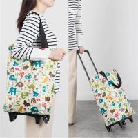 Carrito de compras plegable, bolsa de mano reutilizable y plegable, con ruedas de goma, carrito de compras ligero con ruedas, bolsa de mano para supermercado y viajes (blanco) - details 2