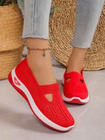 Zapatillas De Mujer En Color Sólido Transpirables Zapatillas Casuales De Verano De Bajo Térmico Tejidas Zapatos Casuales Para Mamá - details 12
