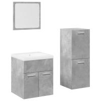 vidaXL Juego muebles de baño 4 pzas madera contrachapada gris hormigón - details 1
