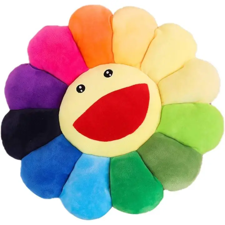 Almohada de Felpa de Flores, almohada de Girasol, elegant y Cómodo, juguete Sonriente de Girasol, Flor de Sol coloriida, sudadera, decoración del Hogar, dormitorio, Tienda, restorano55cm - 1