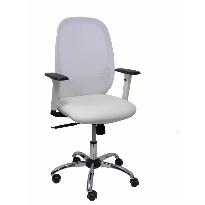 Silla de Oficina Ergonómica Piqueras Y Crespo Blanca con Brazos y Refuerzo Lumbar Regulables - 1