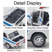 Modelo De Coche De Policía Lada 2106 a Escala 1/24 En Aleación De Metal Con Función De Retroceso Y Simulación De Luz Y Sonido Regalos Para Niños Vehículos De Metal Para Juguete - details 5