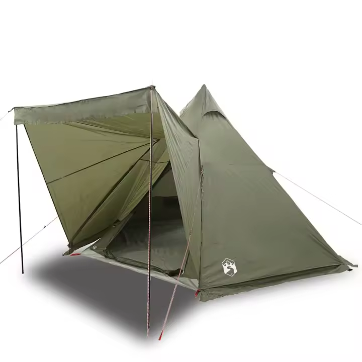 vidaXL Tienda campaña familiar tipi 6 personas impermeable verde oliva - 1