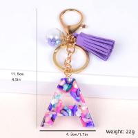Llavero Con Inicial Colorido Y Borla Morada Para Mujeres Y Niñas Colgante Para Bolso Y Billetera Material De Resina Estilo Clásico - details 11