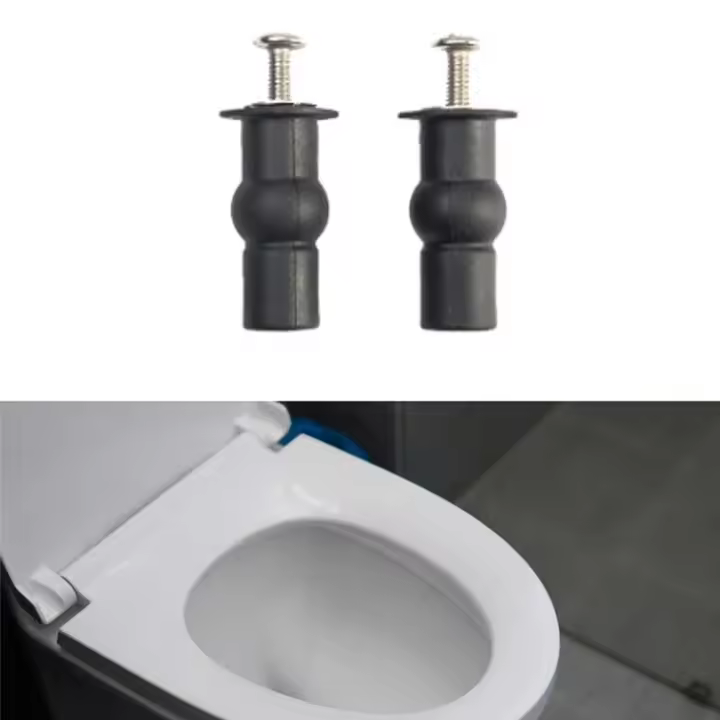 2pcs Tornillos De Expansión Para Cubierta De Inodoro Negro Con Juego De Palancas Y Caucho Tejido Compatible Con Cubiertas Antiguas Rotas - 1