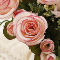 Bouquet De Rosas Artificiales De Seda Para Decoración De Hogar Y Fiestas Falsas Flores Para Vaso Exterior Decoración De Otoño Para Boda Y Holiday - details 7