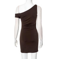 CUTENOVA 2025 Vestido Mini Elegante Asimétrico Para Mujer Verano Primavera Con Diamantes Estilo Diagonal Ajustado Cuello En Diagonal Sin Mangas - details 4
