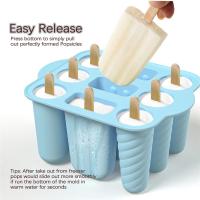 Molde De Helado De Silicona De Grado Alimenticio Con Palitos De Madera 9 Cavidades Para Hacer Popsicles Herramienta De Cocina Para El Verano - details 3